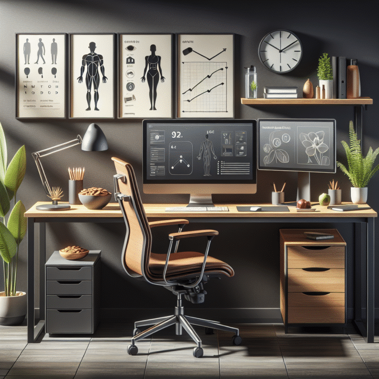 healthy desk setup for long hours