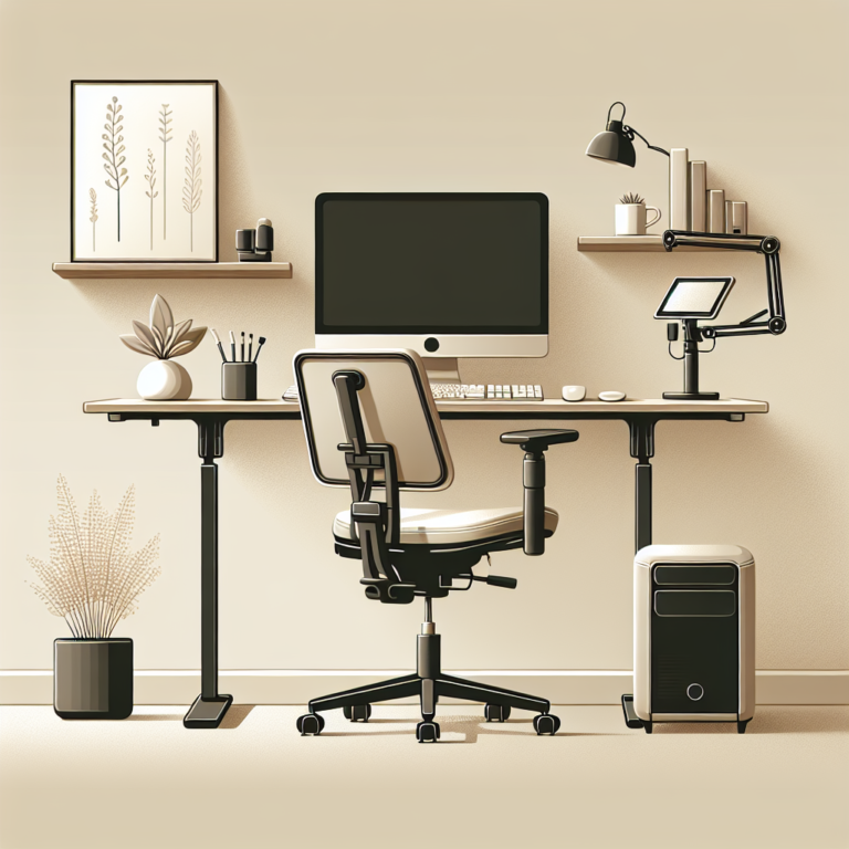 small desk setup with ergonomic tools