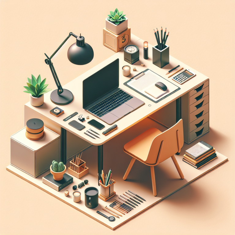 compact desk layout for laptops